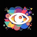 Eye icon, view concept label with color background