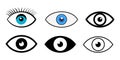 Collection of stylized eye illustrations with different colors and designs set Royalty Free Stock Photo