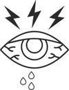 Eye infection icon, eye pain icon, blow eye black vector icon