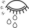 Eye infection icon, eye pain icon, blow eye black vector icon