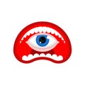 Eye inside open mouth isolated. Mouth with eyeball inside cartoon. vector illustration Royalty Free Stock Photo