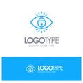 Eye, Internet, Security, Lock Blue outLine Logo with place for tagline Royalty Free Stock Photo