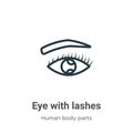 Eye with lashes outline vector icon. Thin line black eye with lashes icon, flat vector simple element illustration from editable