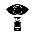 Eye lens black icon, concept illustration, vector flat symbol, glyph sign. Royalty Free Stock Photo