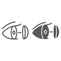 Eye lens line and glyph icon, vision and care, contact lens sign, vector graphics, a linear pattern on a white