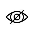 Eye line icon. Blind vision, hidden view. Forbidden look vector outline, privacy symbol. Password pictogram. Simple illustration