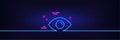 Eye line icon. Look or Optical Vision sign. Neon light glow effect. Vector