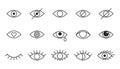 Eye line icons, editable strokes. Open, closed eyes, visible invisible concept, hidden password, view minimal, love, cry