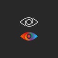 Eye logo gradient and linear style design element. Transition color creative vision simple media icon