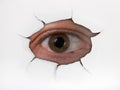 Eye looking through hole Royalty Free Stock Photo