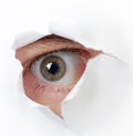 Eye looking through a hole Royalty Free Stock Photo