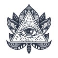 Eye on Lotus Tattoo Royalty Free Stock Photo