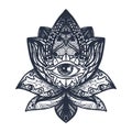 Eye on Lotus Tattoo Royalty Free Stock Photo