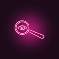 eye loupe icon. Elements of Crime Investigation in neon style icons. Simple icon for websites, web design, mobile app, info