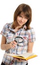 Eye and magnifying glass and book Royalty Free Stock Photo