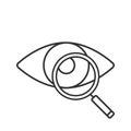 Eye with magnifying glass linear icon