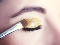 Eye Makeup. Beautiful Eyes Glitter Make-up. Holiday Makeup detail. Royalty Free Stock Photo