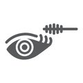 Eye makeup glyph icon, beauty and makeup, mascara brush sign, vector graphics, a solid pattern on a white background. Royalty Free Stock Photo