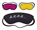 Eye mask vector sleeping night accessory relax resst in traveling illustration set of face sleepy protection cartoon