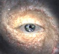 Eye in midst of Galaxy with Earth Reflection Royalty Free Stock Photo