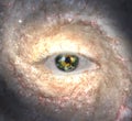 Eye in midst of Galaxy with Earth Reflection Royalty Free Stock Photo