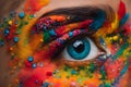 Eye of model with colorful art make-up, Royalty Free Stock Photo