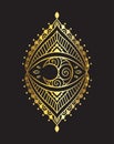 Moon Gold Mystical Gold. Mandala Lotus logo. Vector Illustration. Mandala