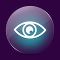 Eye moonlight glass round button abstract on a dark purple background Royalty Free Stock Photo
