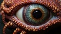 Photorealistic Close-up: Eye With Octopus - National Geographic Style