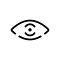 Eye. Oculist logo. Linear icon of stylized human eye with pupil. Black simple illustration of vision test. Contour isolated vector Royalty Free Stock Photo