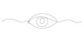 Eye one art continuous line drawing, visual sign. Symbol of vision. Single line of human eye icon. Vector