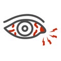 Eye pain and infection line icon, illness and injury concept, Sore eyes sign on white background, Redness of eyes icon Royalty Free Stock Photo