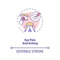 Eye pain and itching concept icon