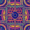 Eye pattern - abstract geometric mandala. Neon Colorful realistic drawing. Sacred geometry style. New age and psychedelic design Royalty Free Stock Photo