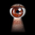 Eye peeking through a keyhole Royalty Free Stock Photo