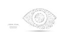 Eye. Polygonal wireframe mesh icon with crumbled edge. Concept illustration or background