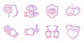 Eye protection, Move gesture and Touchscreen gesture icons set. Romantic talk, Health eye and Smile signs. Vector