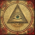 Eye and Pyramid Symbol. Vector Art