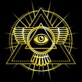 Eye of Providence. All seeing eye inside triangle pyramid.