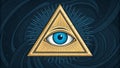 Eye of Providence Golden Triangle, Blue Eye, Cosmic Swirl Royalty Free Stock Photo