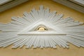 The Eye of Providence over the entrance of church St. Johannes in Laas Royalty Free Stock Photo