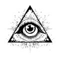 Eye in the pyramid Masonic symbol sketch, hand drawn Vector illustration Comic Royalty Free Stock Photo
