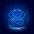 Eye of ra symbol neon icon. Blue neon  icon. Smoke effect blue background Royalty Free Stock Photo