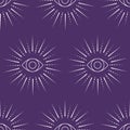 Eye with rays abstract magic seamless pattern for textile prints, repeat backgrounds, wallpapers