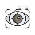 Eye Recognition Icon Vector Illustration. Flat Outline Cartoon. Cyber Security Icon Concept Isolated Premium Vector Royalty Free Stock Photo