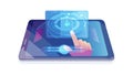 Eye Recognition Tech: Hand Interacting with Smart Tablet Interface, vector design Generative AI Royalty Free Stock Photo