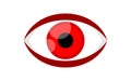 Eye red icon isolated on white background, illustration eyeball red for health care concept, red eye for graphic logo, eye redness