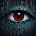 an eye with a red iris on a dark background Royalty Free Stock Photo