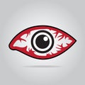 Eye redness icon, Inflammatory disease of eyes.