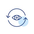 Eye in refresh arrows. Real-time updates, continuous monitoring. Pixel perfect, editable stroke icon
